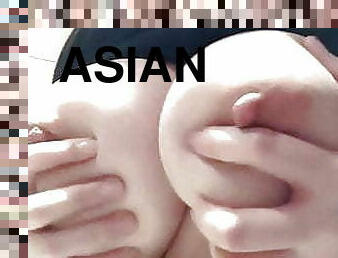 asiático, teta-grande, grande, masturbação, massagem, mamas