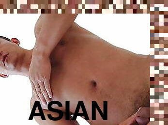 asia, mastubasi, penis-besar, homo, permainan-jari, sentakkan, sperma