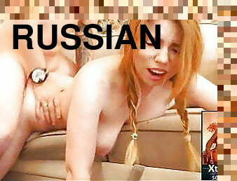 cul, gros-nichons, levrette, orgasme, russe, ejaculation-sur-le-corps, rousse, blonde, webcam, cow-girl