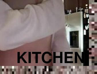 Cute teen tease in kitchen! almost caught!!