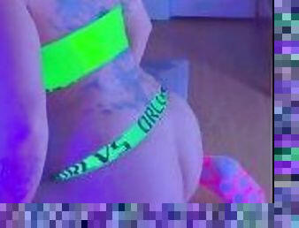 Blacklight after party anal sissy tease in neon fishnet lingerie. I’m a submissive little slut.