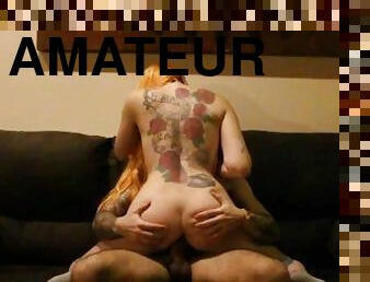 amateur, couple, brésil, rousse, chevauchement, cow-girl, tatouage