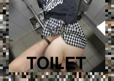 POV Risky Sex - Petite Girl gets fucked in a mall toilet