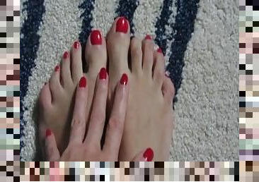 Really cute mani pedi - Lady Bellatrix flaunts her freshly pedicured feet and long fingernails