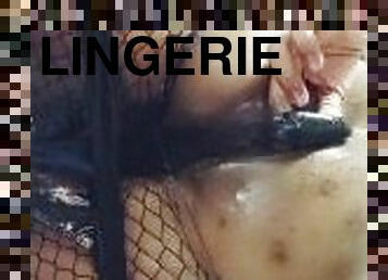 OILED UP WEARING FISHNETS BIG ASS GETS DILDO AND BUTT PLUG SEXY LITTLE SISSY AT MOTEL 6 NEEDS COCK