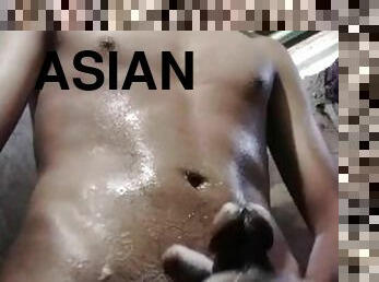 asiatisk, bad, masturbation, amatör, tonåring, avrunkning, juckande, sprut, söt, ensam