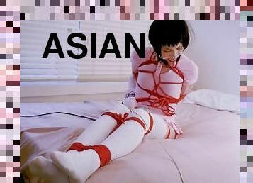 asiatique, masturbation, amateur, jouet, bdsm, fétiche, bâillonnement, bondage