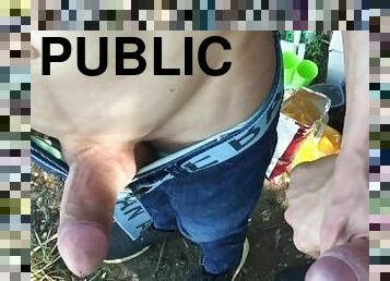 Pulled out a hot powerful cock in public