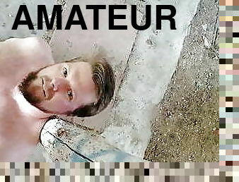 en-plein-air, amateur, fellation, ejaculation-sur-le-corps, gay, ejaculation