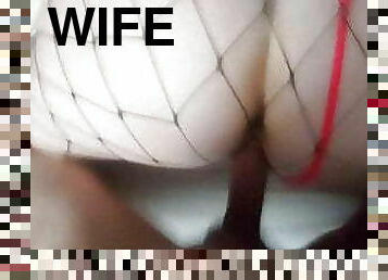 cul, levrette, femme, amateur, énorme-bite, milf, butin, pute, résille, baise-de-cul