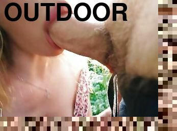 Outdoor blowjob from stunning athletic blonde with cum in mouth - full v. - Mia Fire