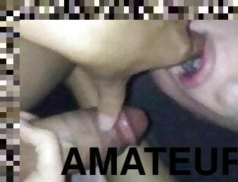 shemale, amatør, blowjob, ebony, stor-pikk, svart, par, ung-18, cum, amerikansk