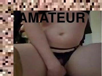 gros-nichons, masturbation, amateur, anal, jouet, bas, culotte, britannique, chevauchement, gode