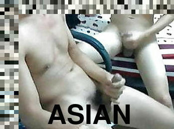 asiático, orgasmo, magro, amador, tiro-ao-alvo, pénis-grande, gay, punheta, casal, ejaculação