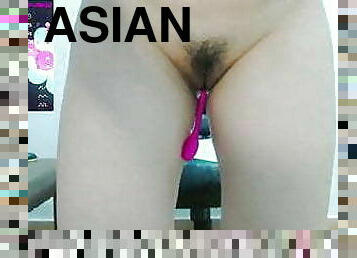 asiatique, orgasme, giclée, webcam