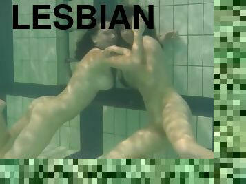Bouncing Tits Lesbians Katka And Barbara Underwater