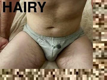 Hairy man cums in his pants with a prostate massager  Ethan-Jay