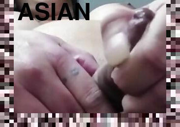 asiatique, gros-nichons, masturbation, amateur, babes, ejaculation-sur-le-corps, solo