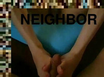 Amazing footjob on my neighbor he cums like crazy