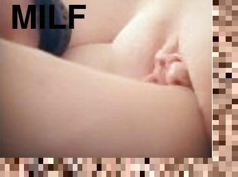 Throbbing on a cock before bed, Redhead milf Dani-Rae Diamond slides on a dildo