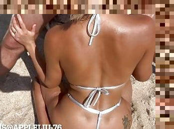 horny wife in bikini gets creampie on a public beach OnlyFans @ Appleliu-76