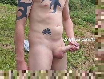 Naked outdoor ginger scally