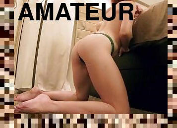 amatör, avsugning, cumshot, milf, hardcore, par, små-bröst