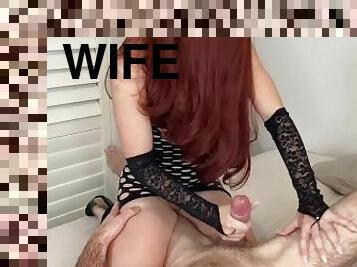 my wifes stunning redhead sister jerking my 8 inch cock I CUM HARD