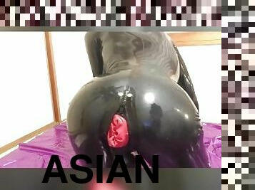 asiatisk, amatör, anal, fetisch, latex, ensam, docka