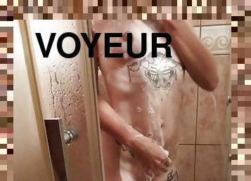 Shower masturbation voyeur