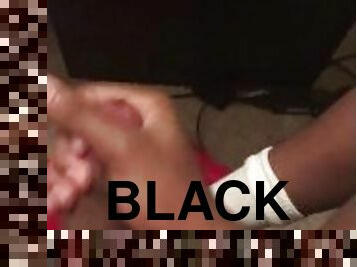 Bbc teen jerks his big black dick until cumshot