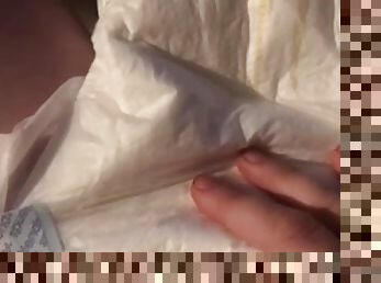 Femboy Messes Diaper Then Cums