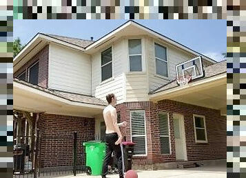 Skinny Athlete Shoots Hoops Half Naked In Texas Heat