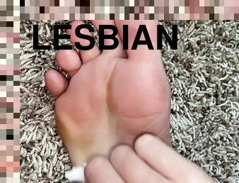leszbikus, rabszolga, láb, lucskos, csinos, fétis, lábujjak