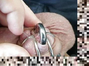 Young Male Locked In Chastity Leaks Precum.