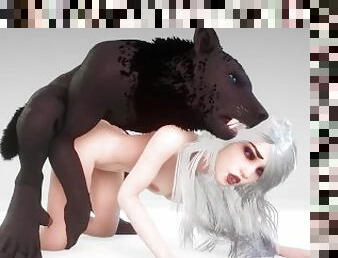 Curvy Bitch breeds with Werewolf  Big Cock Monster  3D Porn Wild Life