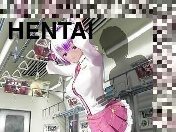 3D HENTAI Schoolgirl didn't wear panties on the train (PART 2)