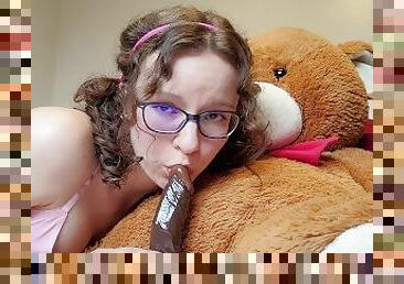 TEEN DESPERATE FOR BOYFRIEND FUCKS HER TEDDYBEAR