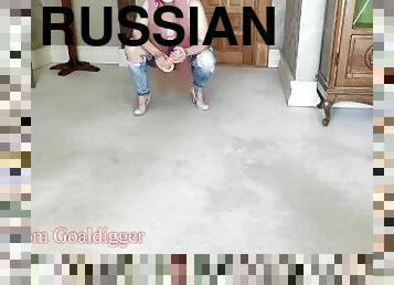 gros-nichons, masturbation, russe, amateur, pieds, secousses, point-de-vue, blonde, gode, fétiche