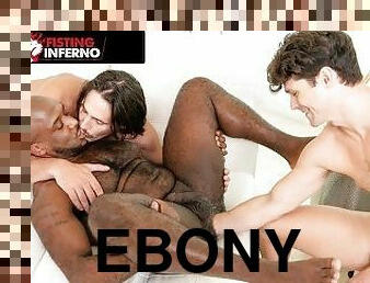 extrême, fisting, fellation, ébène, énorme-bite, interracial, gay, black, sexe-de-groupe, trio