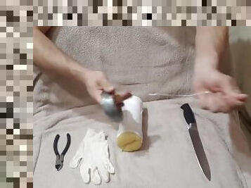 How to make and use a masturbator for men. Handmade anus. Artificial vagina. Cum inside!