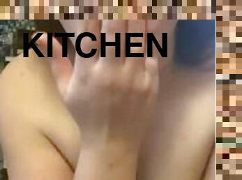 Masturbating in my kitchen trying to keep quiet