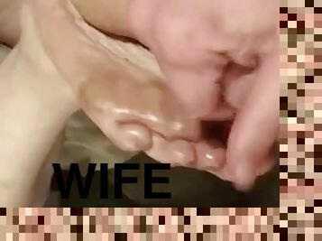 Big cumshot wife’s feet