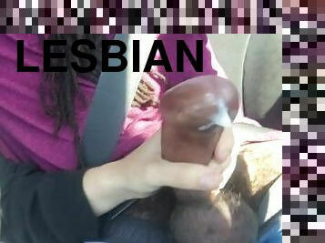 lesbian gives friend handjob in car