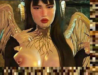 Futa Demon Showing her HUGE Cock - Second life