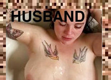Husband pissing on tattooed wife