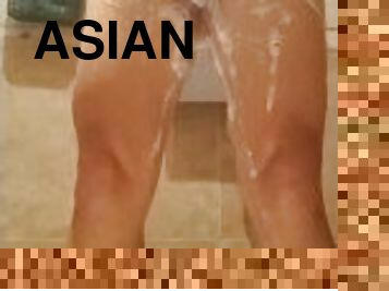 asiatique, baignade, amateur, gay, japonais, douche, solo, boules, rasé, bite