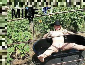 Country Girl Gets Down And Wet On The Farm
