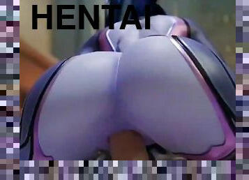 gros-nichons, japonais, butin, hentai, chevauchement, seins, blanc