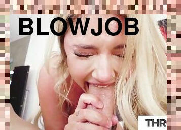 Cute Blonde Looses Her Eyelashes In Rough Blowjob - Throated